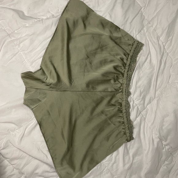 Green Satin and Lace Shorts - Picture 2 of 3